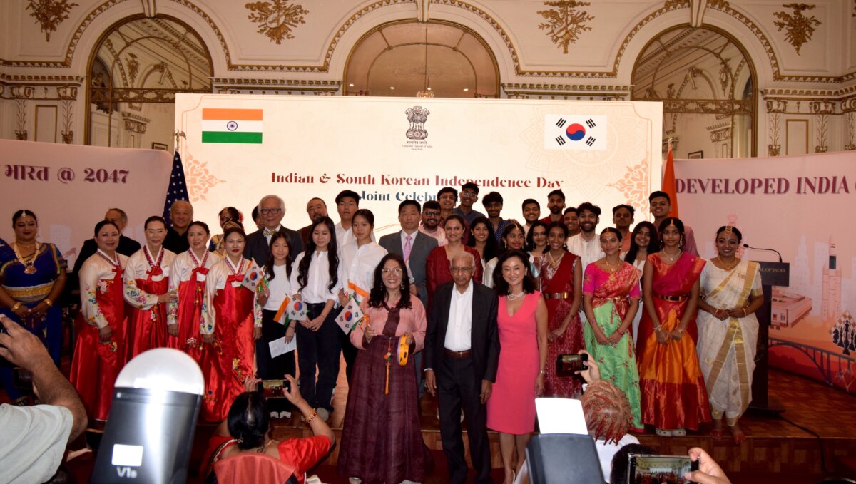 Indian and South Korean Independence Day joint celebration at the Indian Consulate in New York on Aug. 23, 2025. (Courtesy of the Multicultural Council of NY)