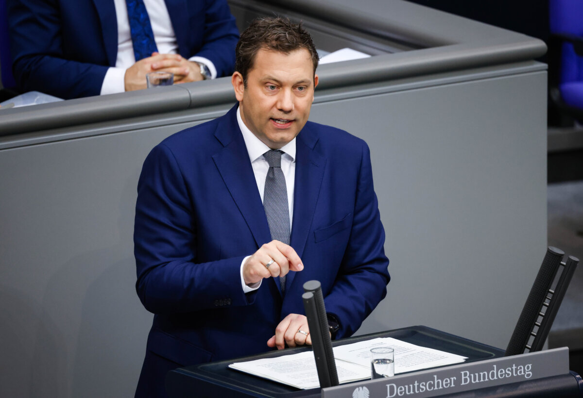 German Finance Minister Lars Klingbeil speaks at the Bundestag in Berlin on July 8, 2025. (Sean Gallup/Getty Images)