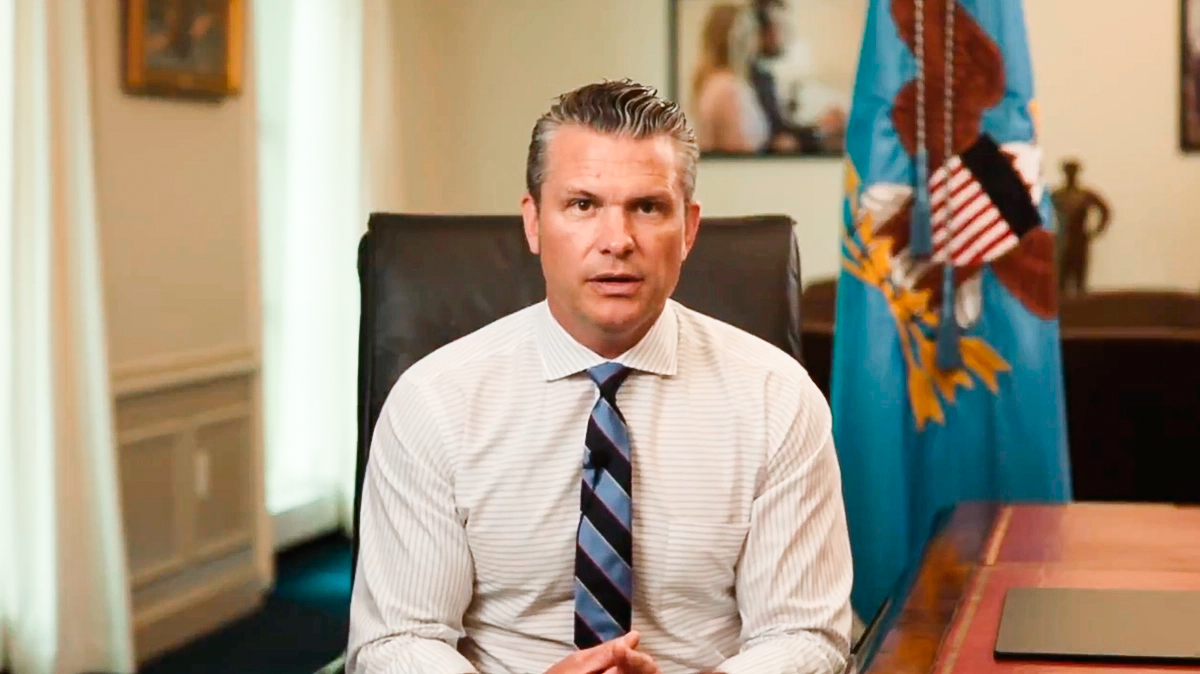 Secretary of Defense Pete Hegseth gives an update on Microsoft employing Chinese nationals to write code for Pentagon cloud systems on Aug. 27, 2025. (@SecDef via X/Screenshot via The Epoch Times)