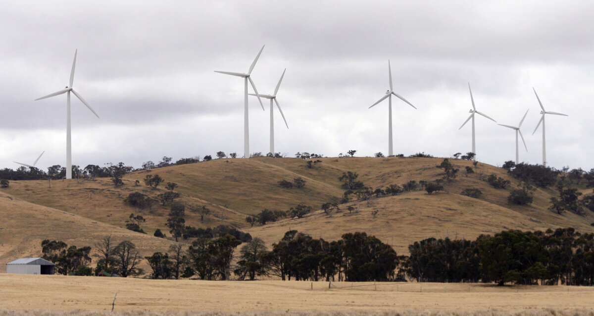 A photo taken Nov. 16, 2006 shows the Challicum Hills wind farm near Ararat, some 195 kilometres west of Melbourne, Australia. (William West/AFP via Getty Images)