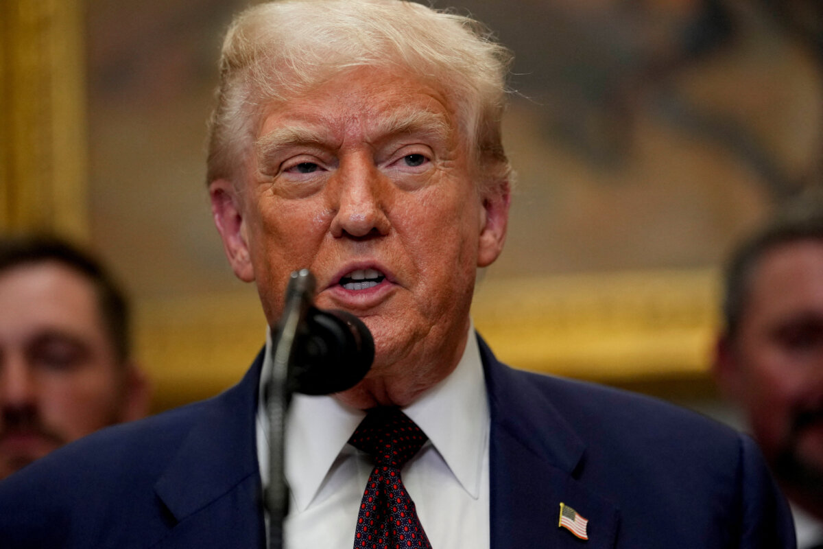 President Donald Trump delivers remarks in the Roosevelt Room at the White House on July 31, 2025. (Kent Nishimura/Reuters)