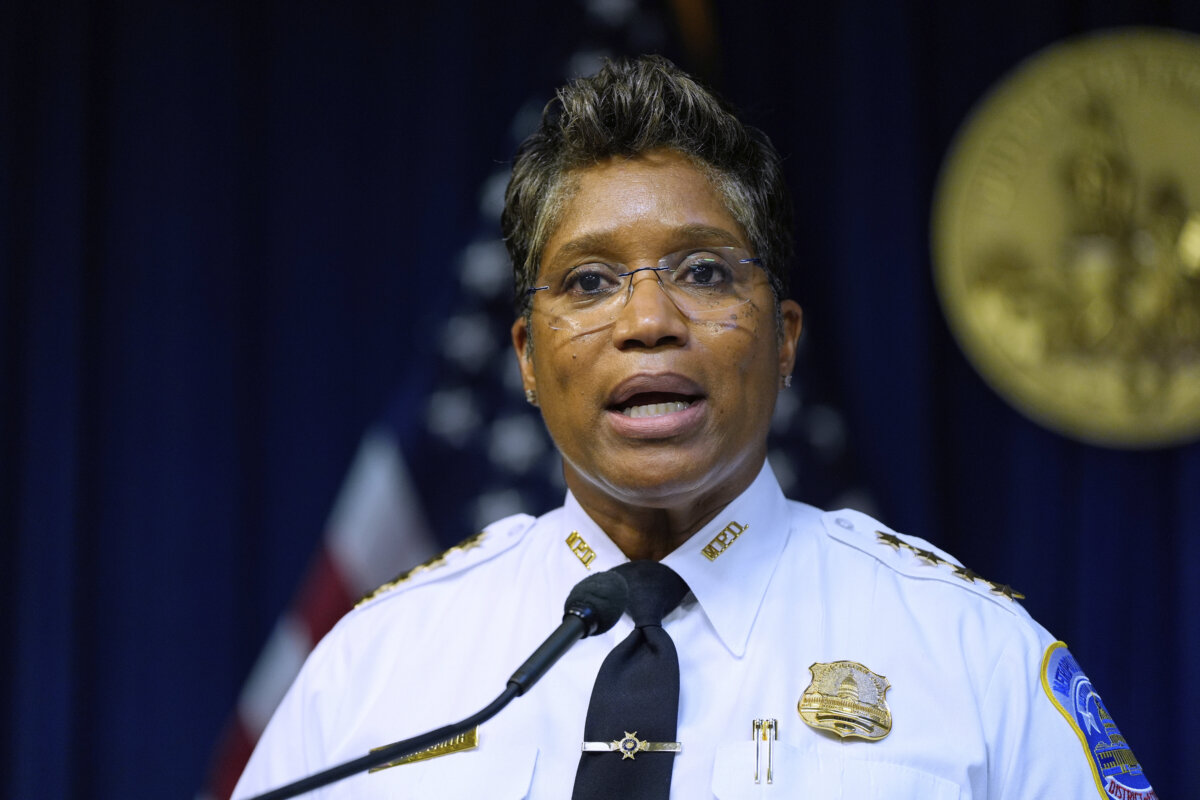 Metropolitan Police Department Chief Pamela Smith speaks during a news conference on President Donald Trump's plan to place Washington police under federal control and deploy National Guard troops, in Washington on Aug. 11, 2025. (Julia Demaree Nikhinson/AP Photo)