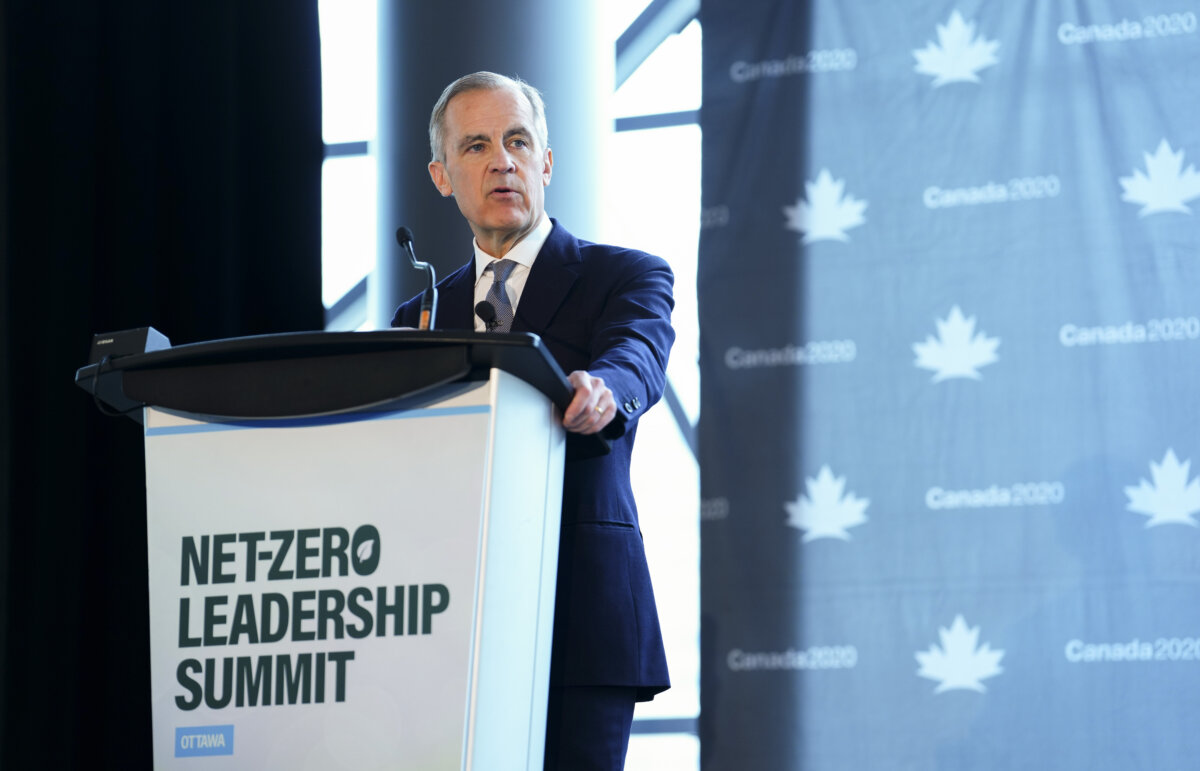 Canadian Prime Minister Mark Carney speaks during the Canada 2020 Net-Zero Leadership Summit in Ottawa on April 19, 2023. (The Canadian Press/Sean Kilpatrick)
