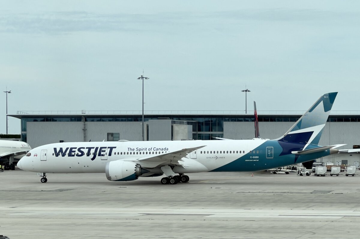 A WestJet Boeing 787 Dreamliner plane taxis at Paris Charles de Gaulle International Airport on Sept. 17, 2023. (Daniel Slim/AFP via Getty Images)