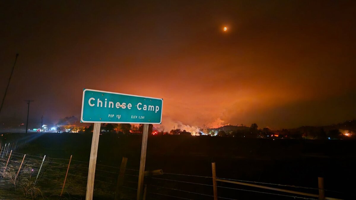 Hundreds of firefighters were hampered by wind gusts and high temperatures as they continued to fight a wildfire near Chinese Camp in Northern California. (CalFire)