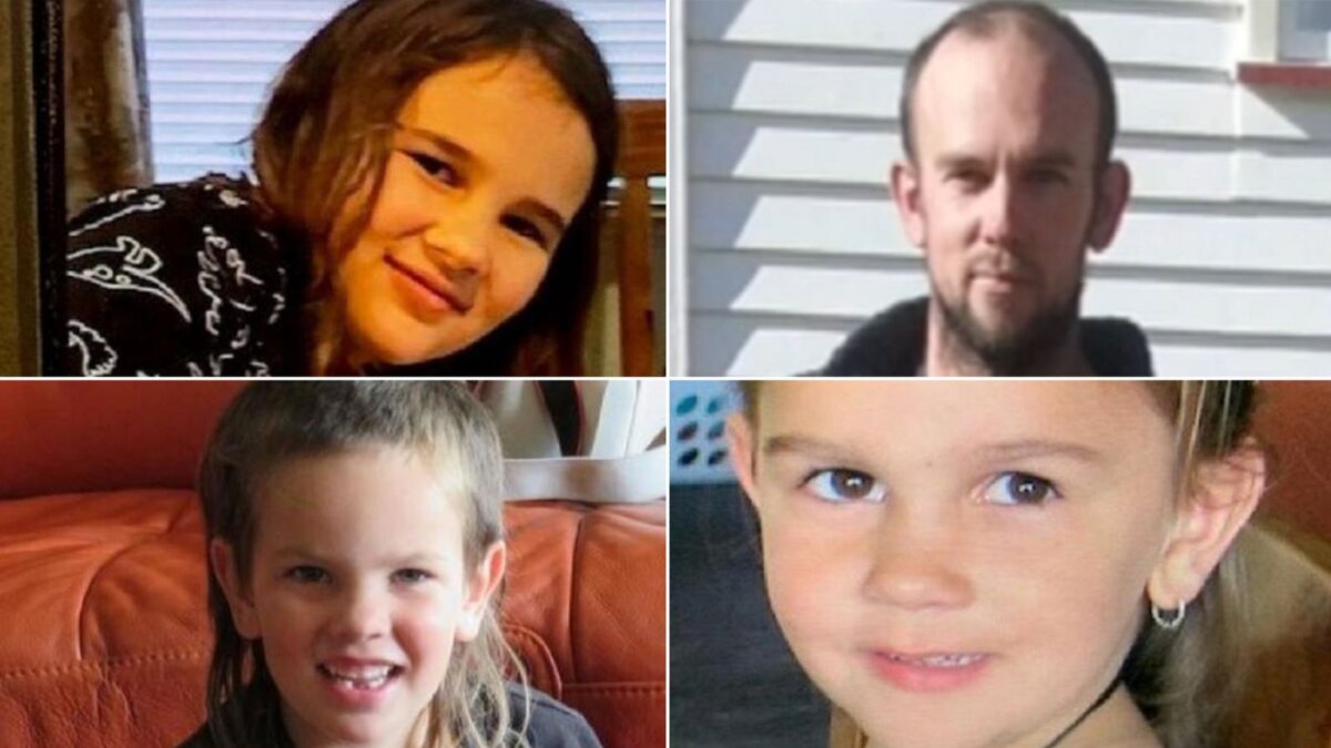 Tom Phillips (top right) and his children Jayda (top left), Maverick (bottom left) and Ember (bottom right). (Courtesy of New Zealand Police)