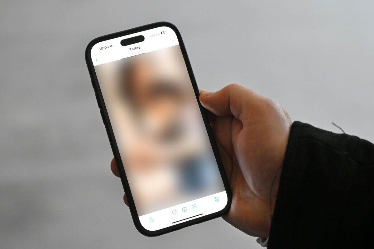 An example of AI child sexual exploitation material as seen on Tik Tok on the phone of former Queensland detective Jon Rouse at Parliament House in Canberra, Australia, on July 17, 2025. (AAP Image/Mick Tsikas)
