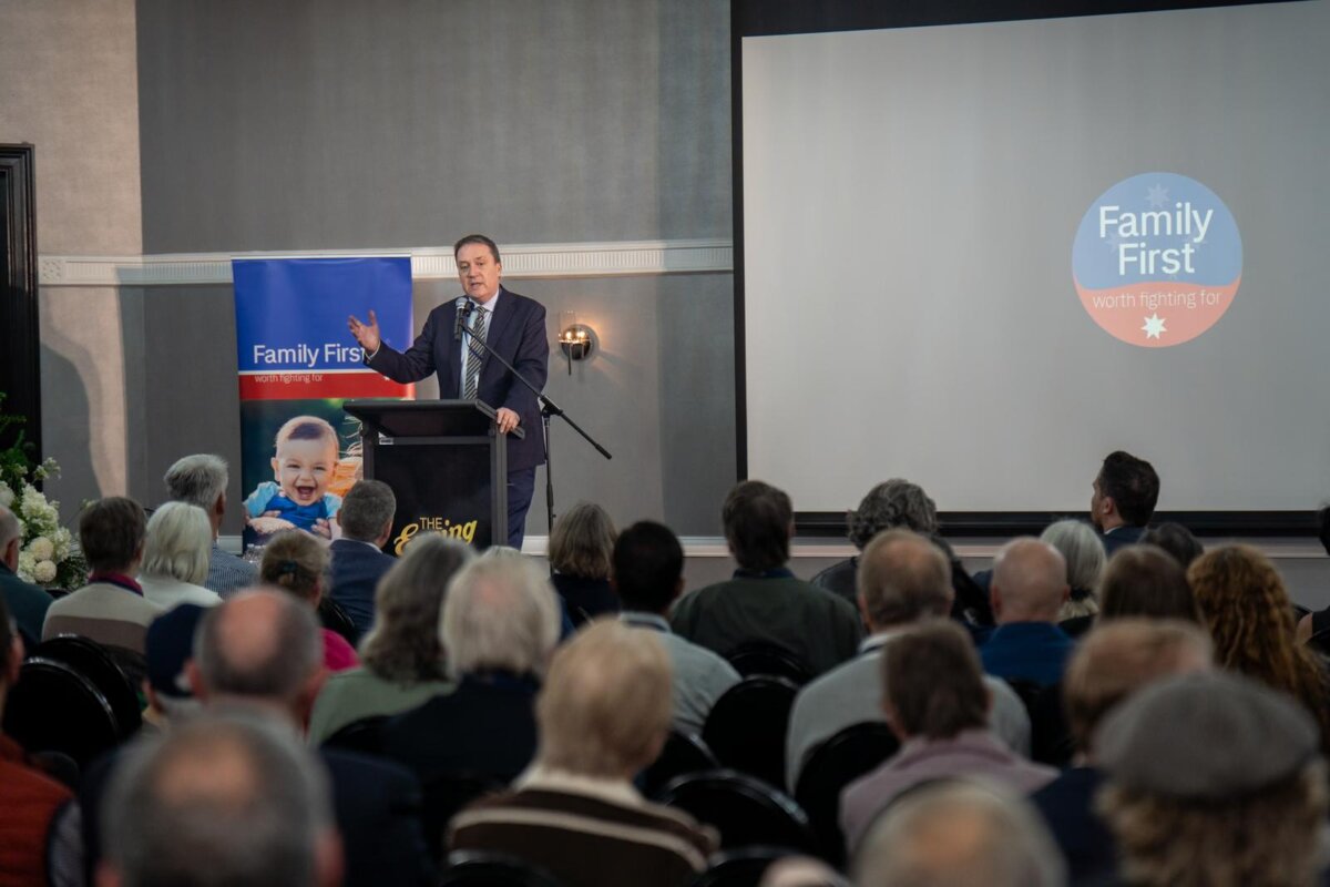 John Ruddick MLC from the Libertarian Party spoke at the Family First Party's national conference in Sydney, Australia on Sept. 6, 2025 (Courtesy of Family First Party)