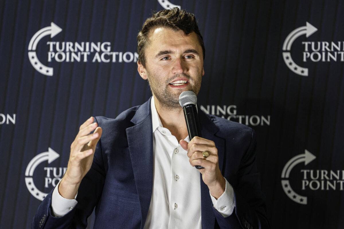 Charlie Kirk speaks during a town hall meeting in Oconomowoc, Wis., on March 17, 2025. (AP Photo/Jeffrey Phelps)