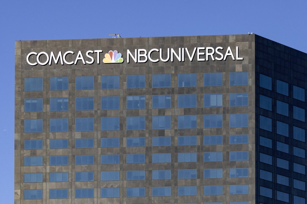 The Comcast NBCUniversal building is seen in Los Angeles, California, on Nov. 20, 2024. (ETIENNE LAURENT/AFP)