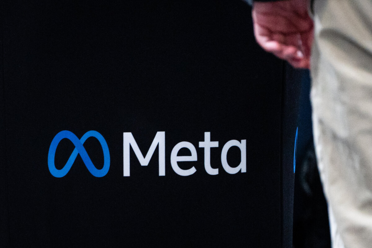 Technology company Meta Platforms at a booth during the AI+Expo Special Competitive Studies Project in Washington on June 2, 2025. (Madalina Vasiliu/The Epoch Times)