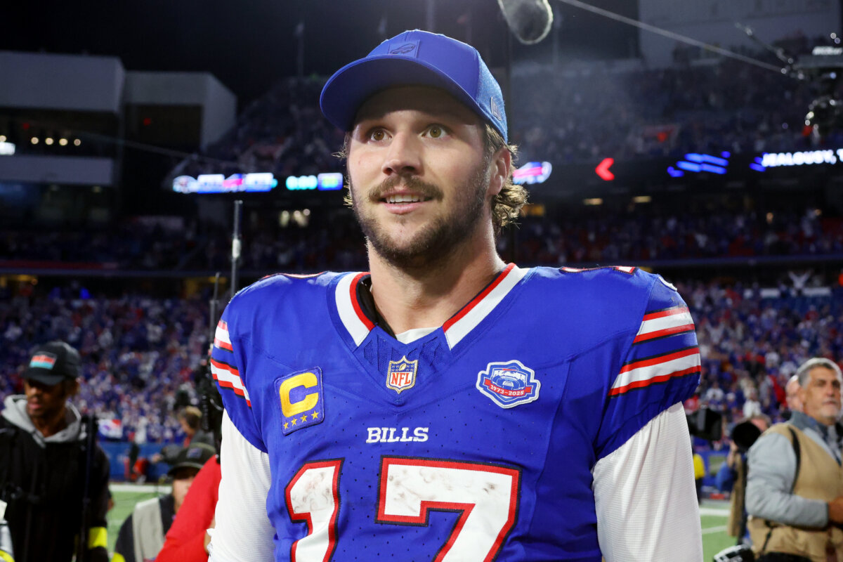 Josh Allen of the Buffalo Bills after a game against the Baltimore Ravens at Highmark Stadium in Orchard Park, N.Y., on Sept. 7, 2025. (Timothy T Ludwig/Getty Images)