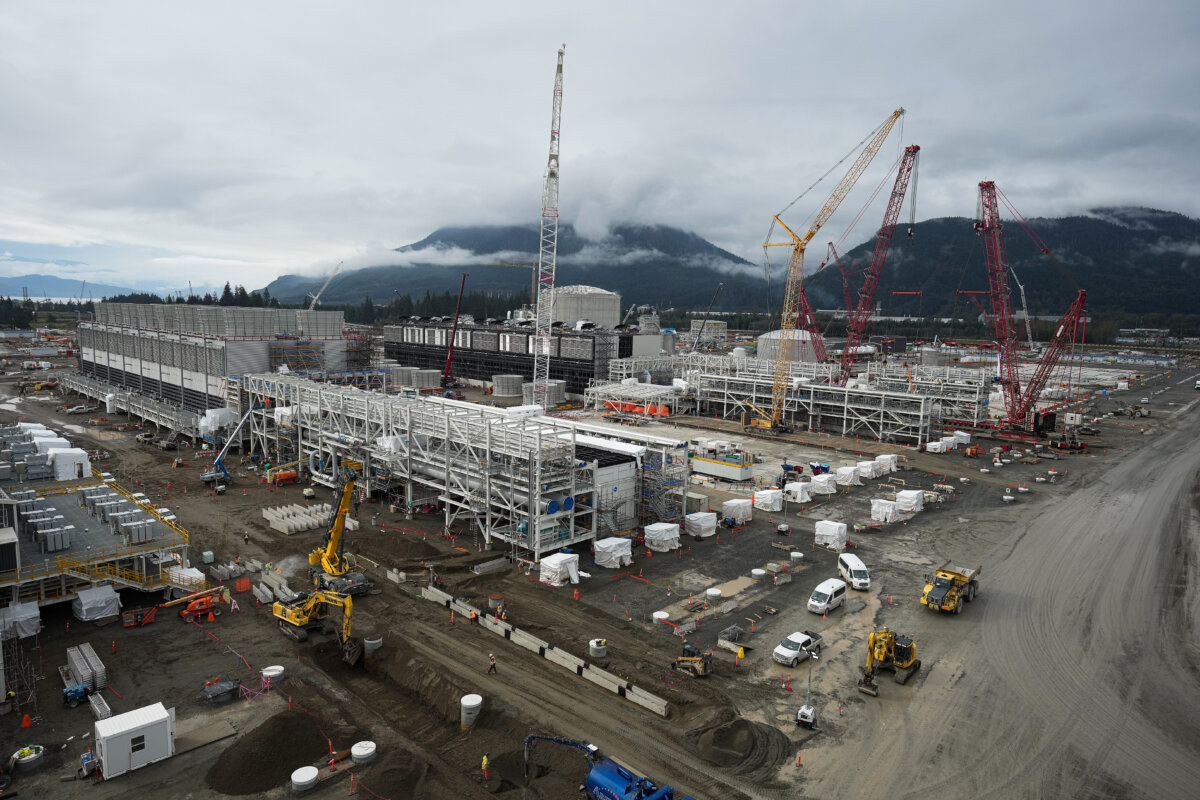The LNG Canada industrial energy project under construction in Kitimat, B.C., on Sept. 28, 2022. (The Canadian Press/Darryl Dyck)