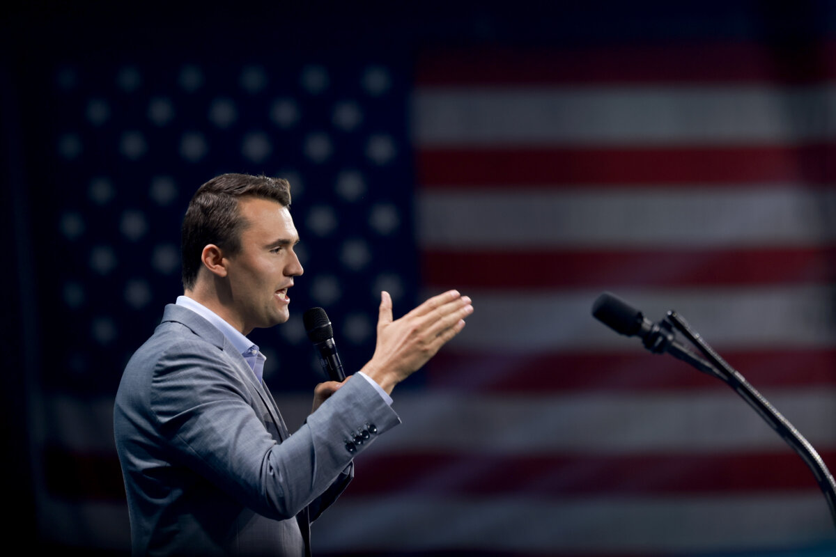 Charlie Kirk, who founded Turning Point USA, speaks during a Turning Point USA Believers Summit conference at the Palm Beach Convention Center, in West Palm Beach, Fla., on July 26, 2024. (Joe Raedle/Getty Images)