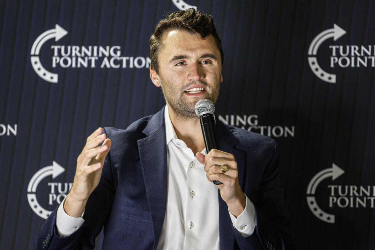 Charlie Kirk speaks during a town hall meeting in Oconomowoc, Wis., on March 17, 2025. (AP Photo/Jeffrey Phelps)