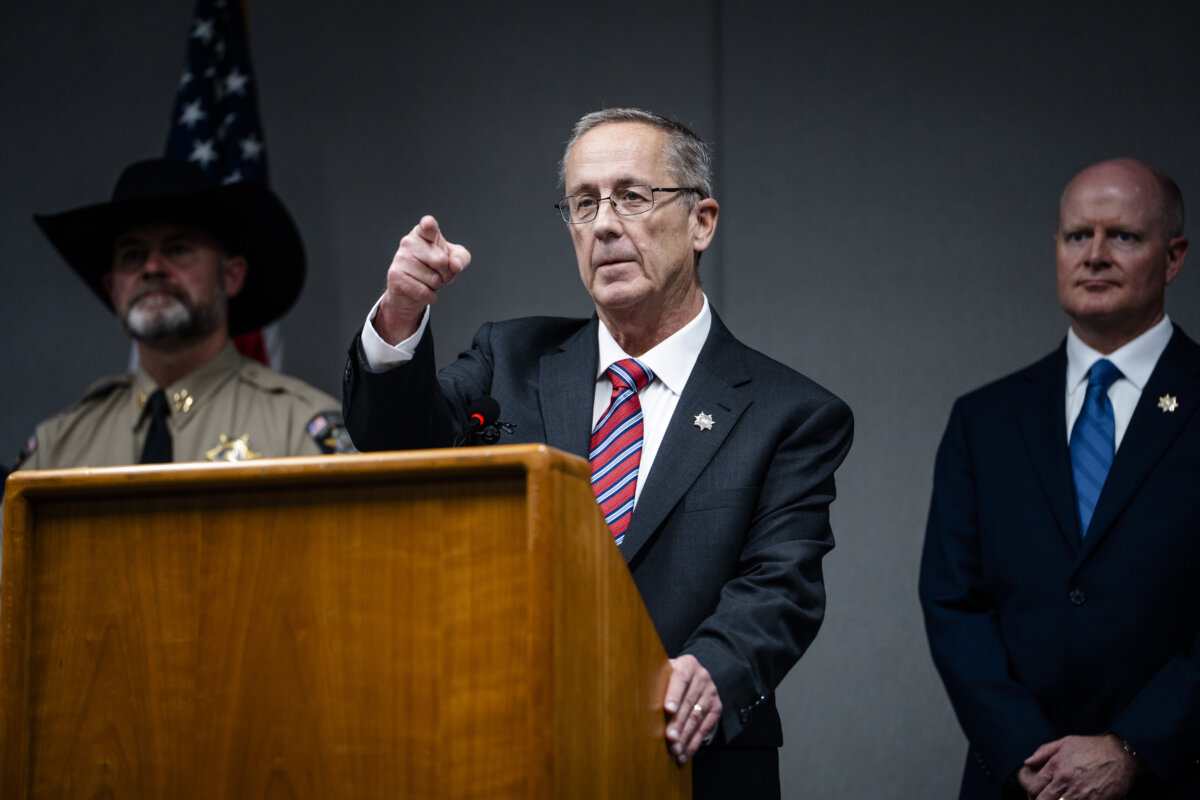 Utah County Attorney Jeffrey S. Gray announces charges against the suspected Charlie Kirk assassin in Provo, Utah, on Sept. 16, 2025. (Madalina Kilroy/The Epoch Times)