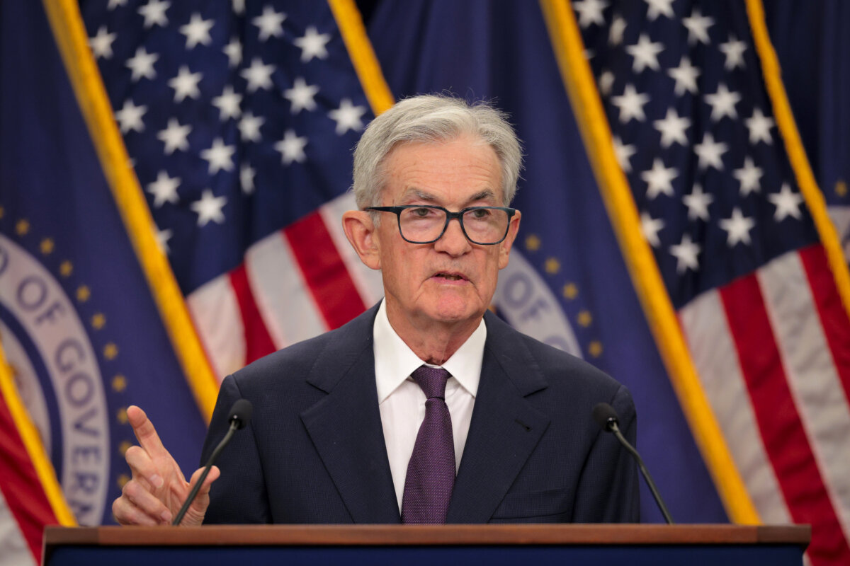 Federal Reserve Chair Jerome Powell speaks during a news conference following a two-day meeting of the Federal Open Market Committee at the Federal Reserve in Washington on Sept. 17, 2025. (Chip Somodevilla/Getty Images)