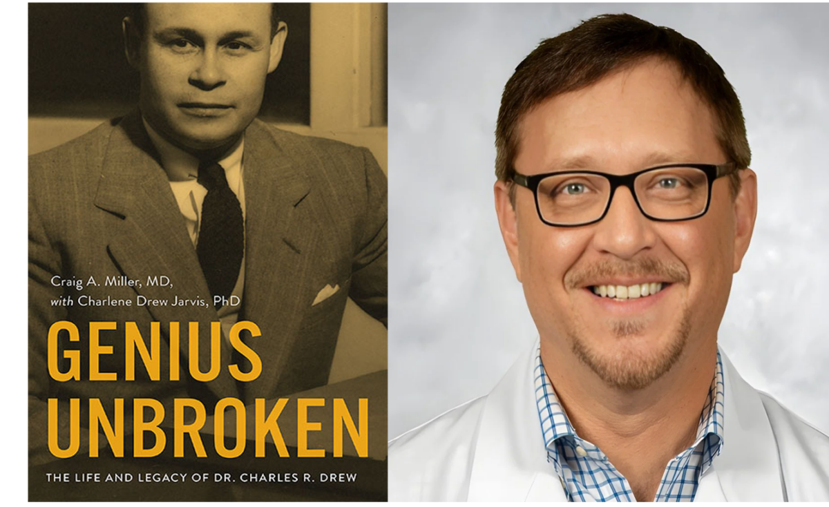 Dr. Craig A. Miller with Charlene Drew Jarvis tells the story of the "Father of the Blood Bank," in "Genius Unbroken: the Life and Legacy of Charles R. Drew." (Georgetown University Press)