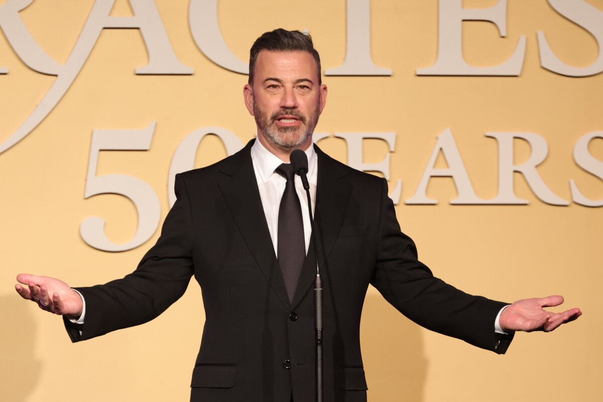 Jimmy Kimmel speaks onstage at The Alliance For Women In Media Foundation's 50th Annual Gracie Awards Gala at Beverly Wilshire, A Four Seasons Hotel, in Beverly Hills, Calif., on May 20, 2025. (Kevin Winter/Getty Images)