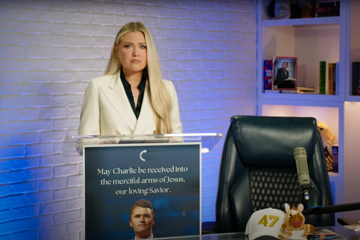 Charlie Kirk’s widow, Erika, addresses the media from Arizona on Sept. 12, 2025. (Courtesy of Turning Point USA/Screenshot via The Epoch Times)