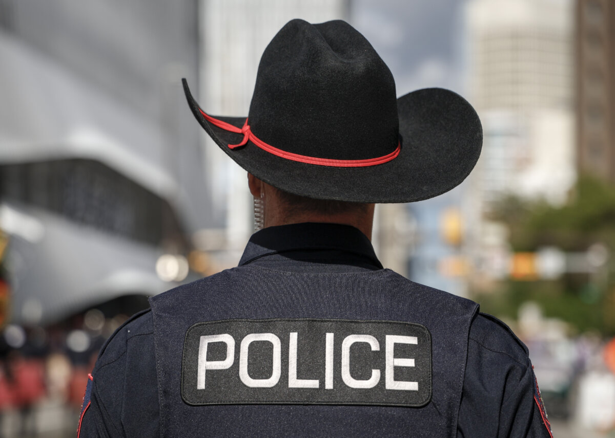 A Calgary Police Service officer is pictured in Calgary, Alta., on July 4, 2025. (The Canadian Press/Jeff McIntosh)