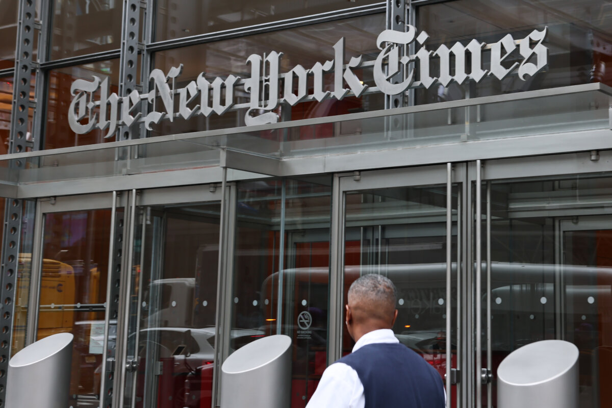 The New York Times building in New York City on Sept. 16, 2025. (Michael M. Santiago/Getty Images)