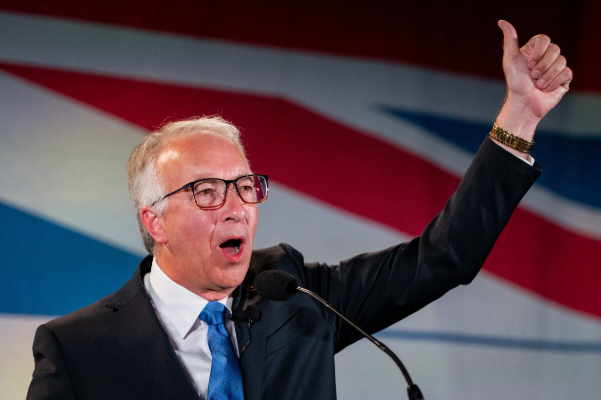 B.C. Conservative Leader John Rustad gives a thumbs up after addressing supporters on the provincial election night in Vancouver, on Oct. 19, 2024. (The Canadian Press/Ethan Cairns)