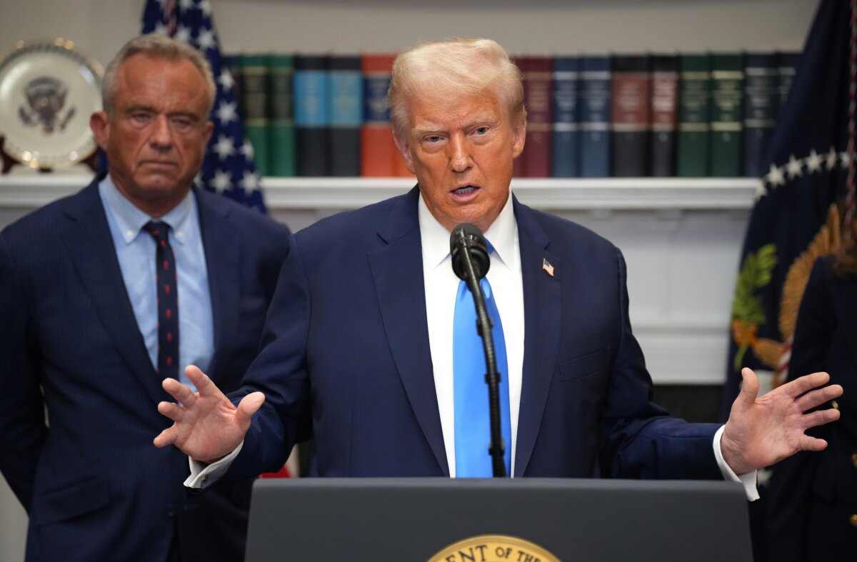 President Donald Trump answers questions after making an announcement on “significant medical and scientific findings for America’s children” in the Roosevelt Room of the White House in Washington on Sept. 22, 2025. (Andrew Harnik/Getty Images)