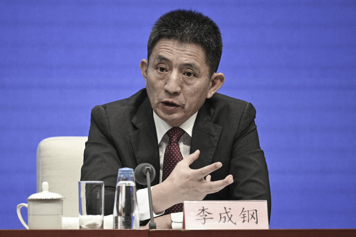 Li Chenggang, China's International Trade Negotiator and Vice Minister of Commerce, speaks during a press conference in Beijing on July 18, 2025. (Wang Zhao/AFP via Getty Images)