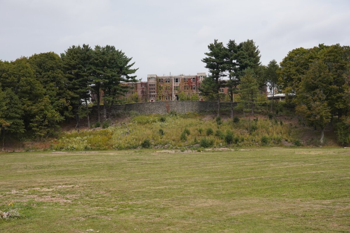 View of the main building at Camp LaGuardia in Chester, N.Y., on Sept. 23, 2025. (Oliver Mantyk/The EpochTimes)