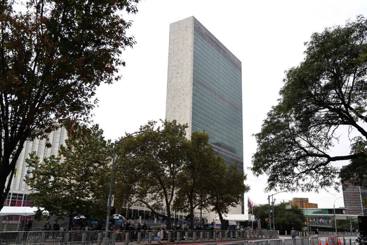 A view of the United Nations headquarters building in New York City on Sept. 22, 2025. (Ludovic Marin/AFP/Getty Images)