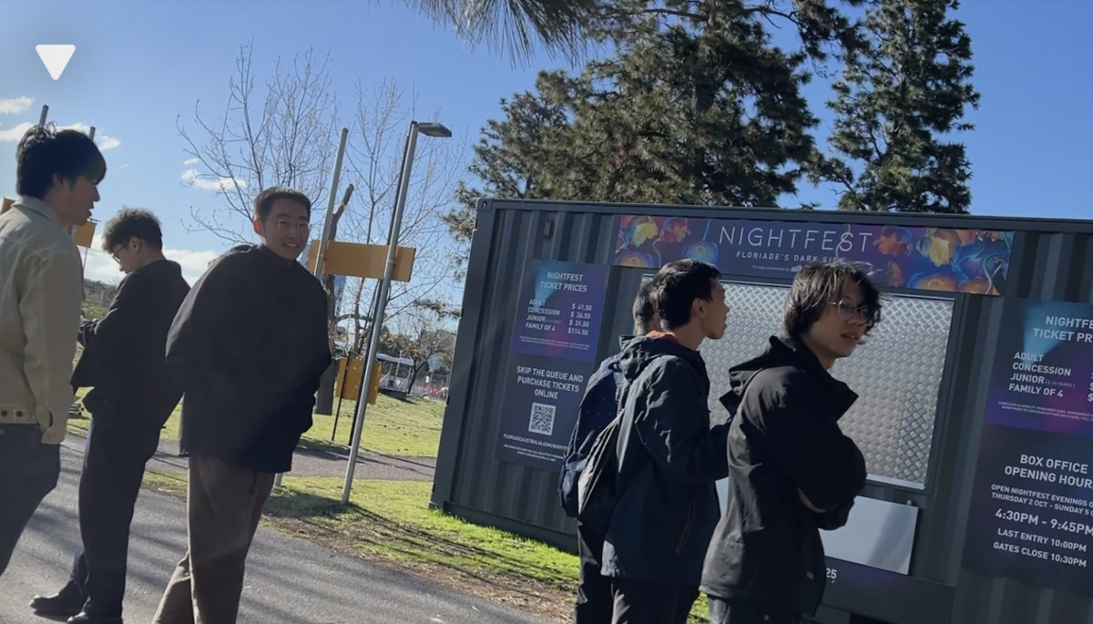 A group of young Chinese men accused of taunting Falun Gong practitioners while filming themselves at the Floriade Festival in Canberra, Australia, on Sept. 20, 2025. (Courtesy of Nancy Dong)