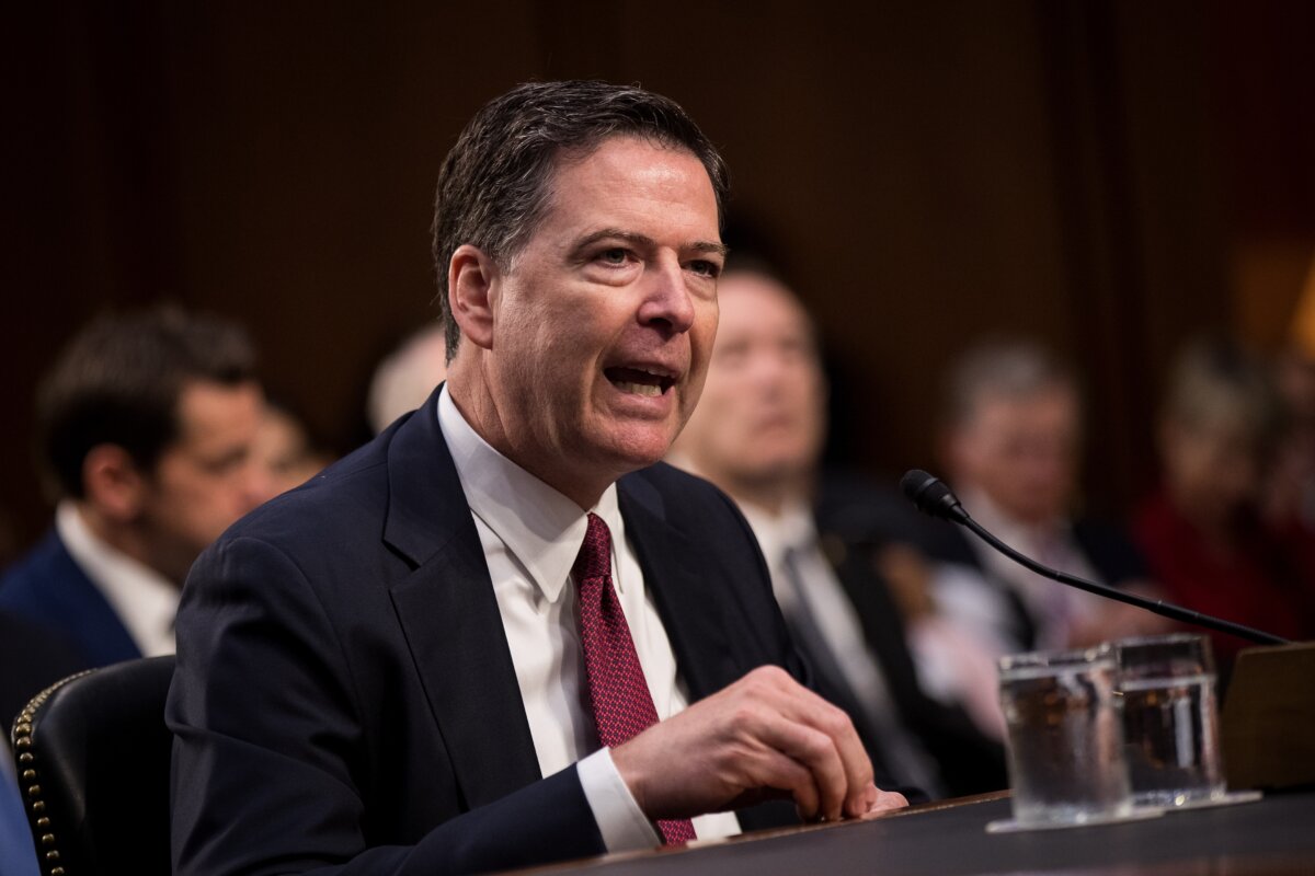 Former FBI Director James Comey testifies before the Senate Intelligence Committee in the Hart Senate Office Building on Capitol Hill in Washington on June 8, 2017. (Drew Angerer/Getty Images)