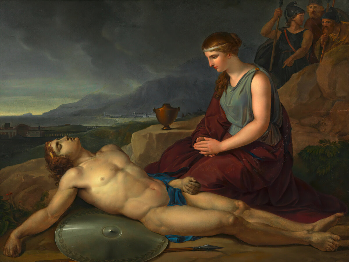 Josef Abel's 19th-century painting shows Antigone beside the body of her brother, Polynices. (Public domain)