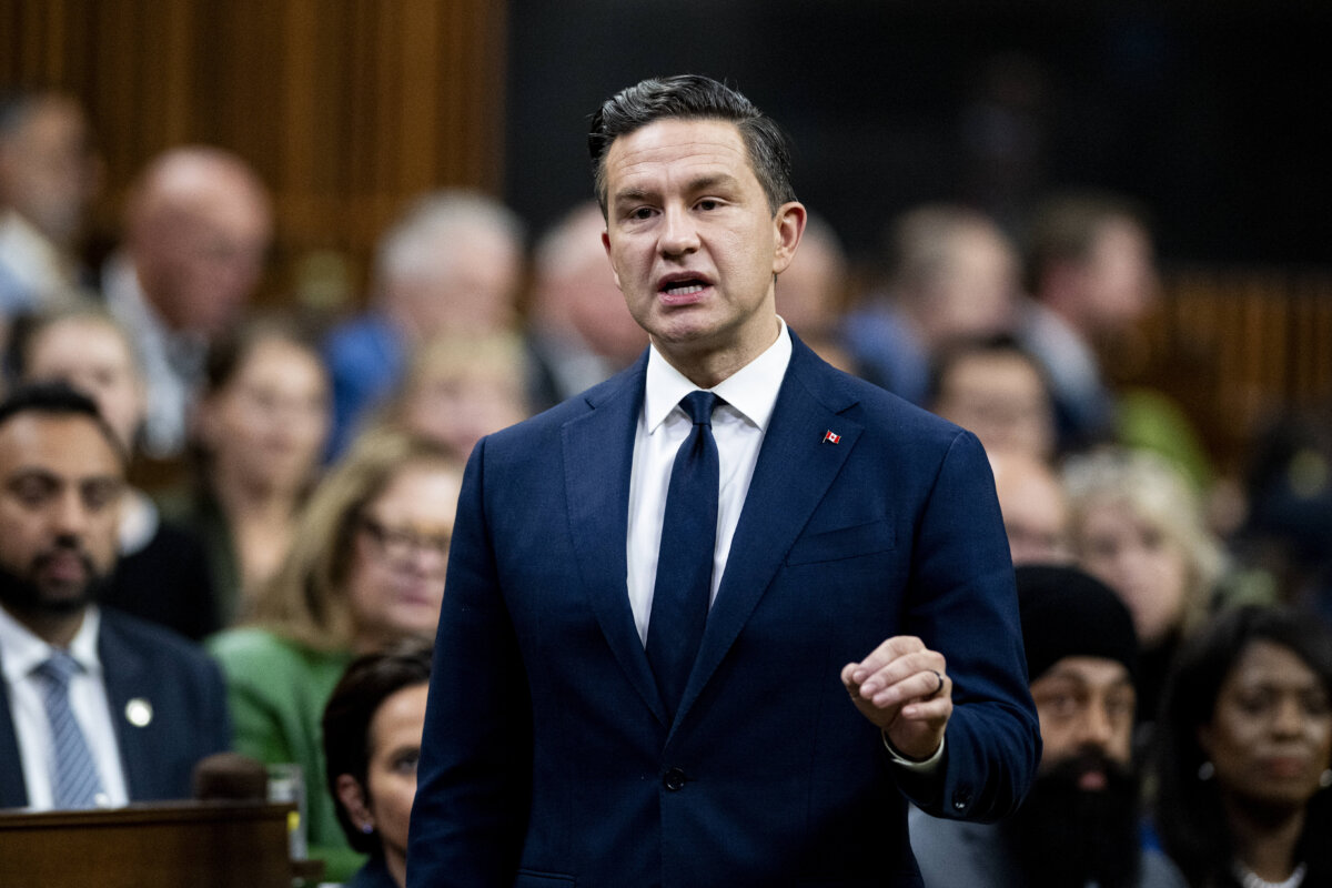 Conservative Leader Pierre Poilievre rises during question period in the House of Commons on Parliament Hill in Ottawa on Sept. 25, 2025. (The Canadian Press/Spencer Colby)