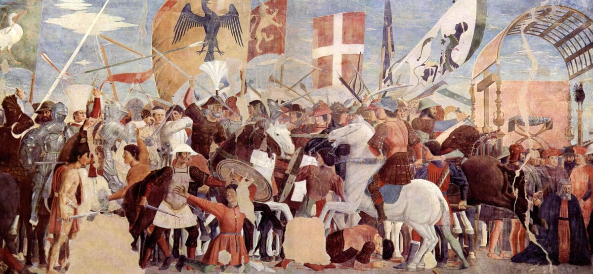Battle between Heraclius's army and the Persians. Fresco by Piero della Francesca, circa 1452. (Public Domain)