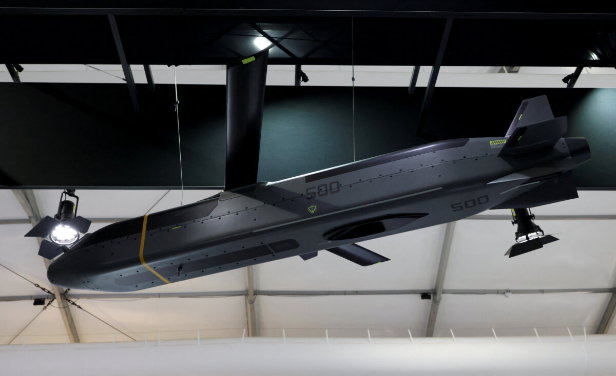 Barracuda-500 is displayed at the Australian International Airshow in Avalon, Australia, on March 25, 2025. (Hollie Adams/Reuters)