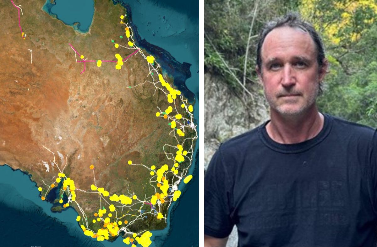Screenshot of the "Truth Map" of Australia's net zero push, and conservationist Steven Nowakowski (Courtesy of Steven Nowakowski)