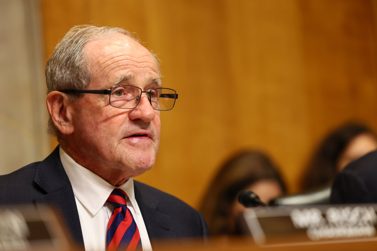 Sen. James Risch (R-Idaho) speaks during a confirmation hearing before the Senate Committee on Foreign Relations in the Dirksen Senate Office Building in Washington on July 15, 2025. (Michael M. Santiago/Getty Images)