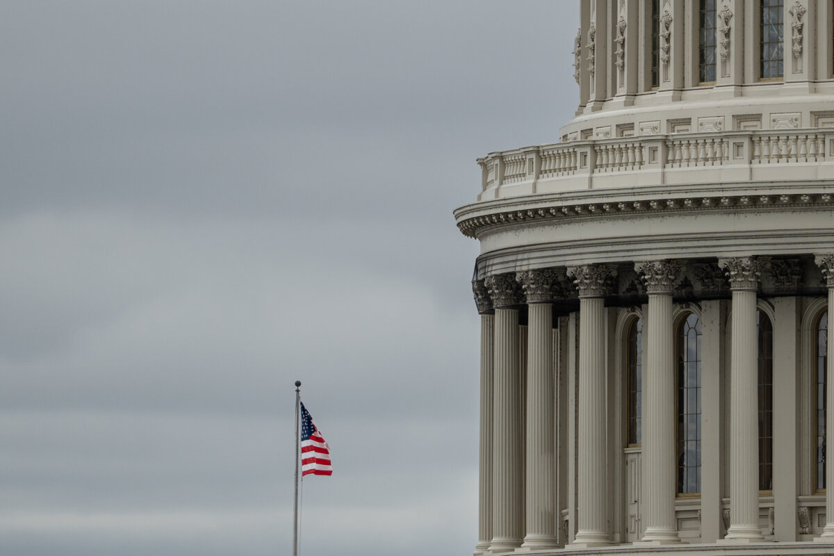 The U.S. Capitol building during the eighth day of the government shutdown in Washington on Oct. 8, 2025. (Madalina Kilroy/The Epoch Times)