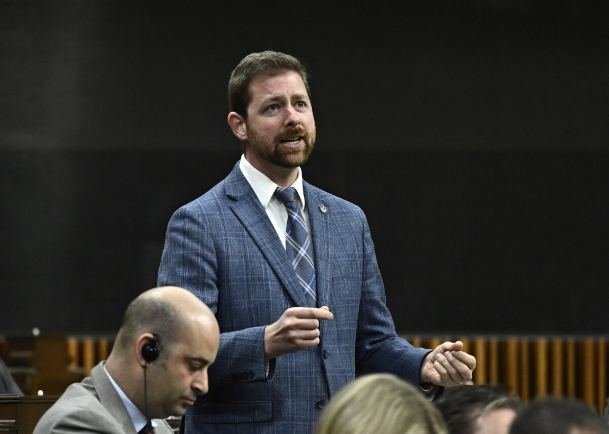 Bloc Québécois MP Xavier Barsalou-Duval rises during question period in the House of Commons on Parliament Hill in Ottawa on March 22, 2024. (The Canadian Press/Justin Tang)