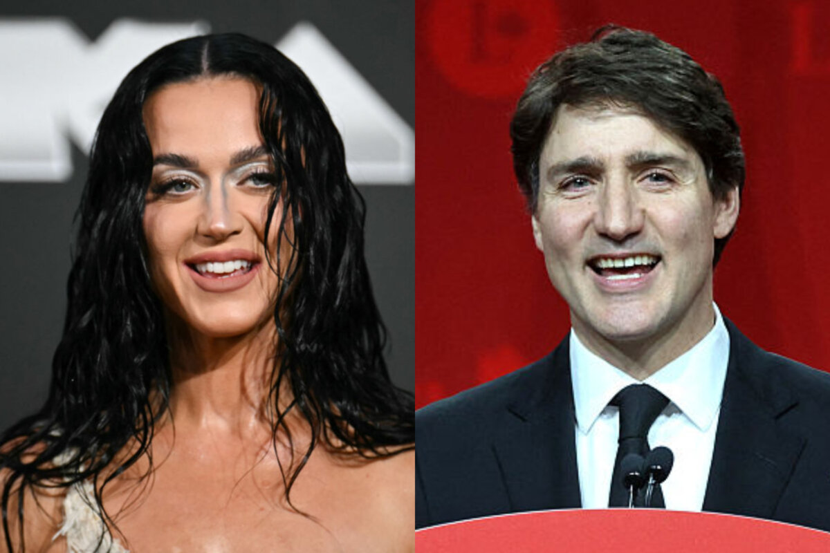 (Left) Singer Katy Perry arrives to attend the MTV Video Music Awards at UBS Arena in Elmont, New York, on Sept. 11, 2024. (Angela Weiss/AFP via Getty Images); (Right) Canada's Prime Minister Justin Trudeau in Ottawa, Canada, on March 9, 2025. (Dave Chan/AFP via Getty Images)