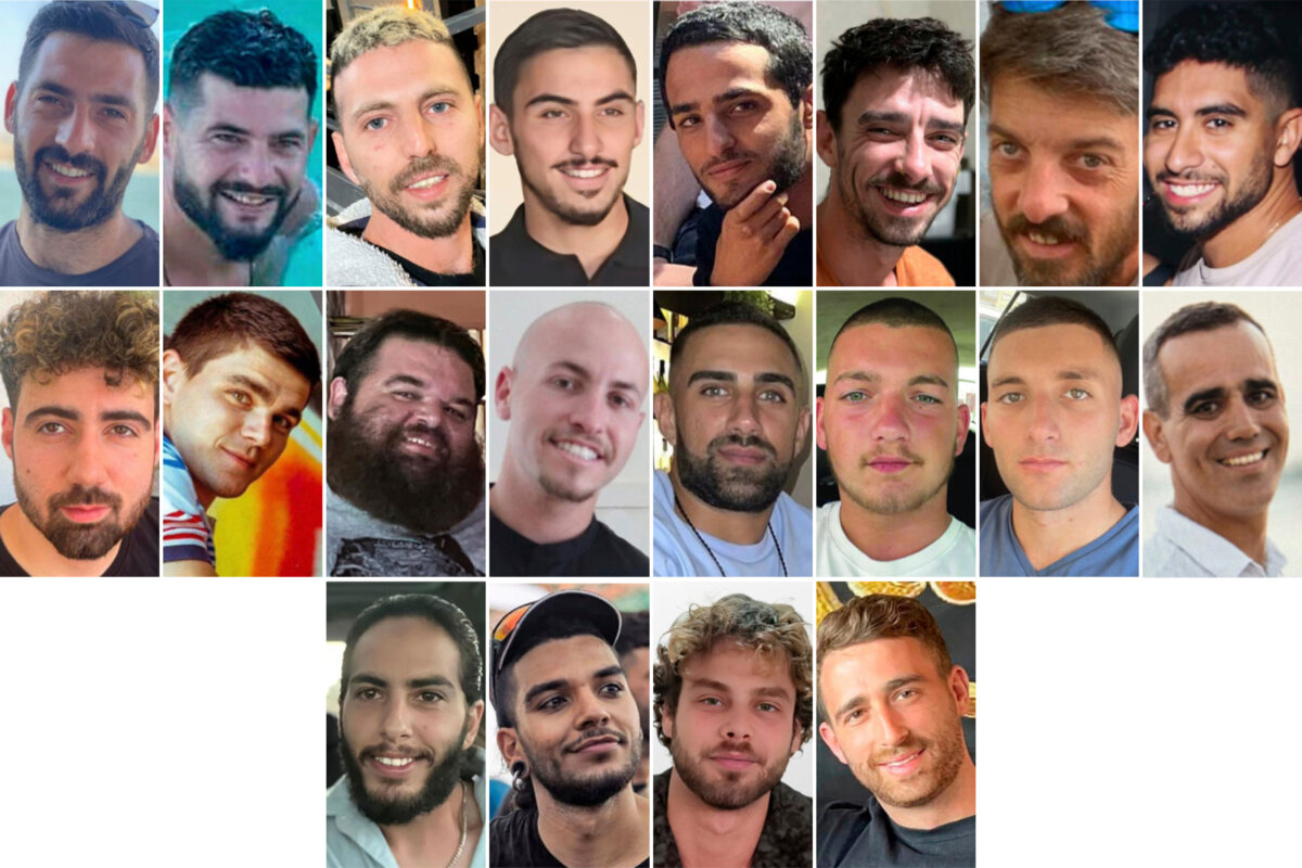 This combination of photographs provided by the Hostages and Missing Families Forum shows Israeli hostages (L-R, top-bottom) Gali Berman, Ziv Berman, Elkana Bohbot, Rom Braslavski, Nimrod Cohen, Ariel Cunio, David Cunio, Evyatar David, Guy Gilboa-Dalal, Maksym Harkin, Eitan Horn, Eitan Mor, Segev Kalfon, Bar Kupershtein, Matan Angrest, Omri Miran, Matan Zangauker, Yosef-Chaim Ohana, Alon Ohel, Avinatan Or. (Hostages and Missing Families Forum via AP)