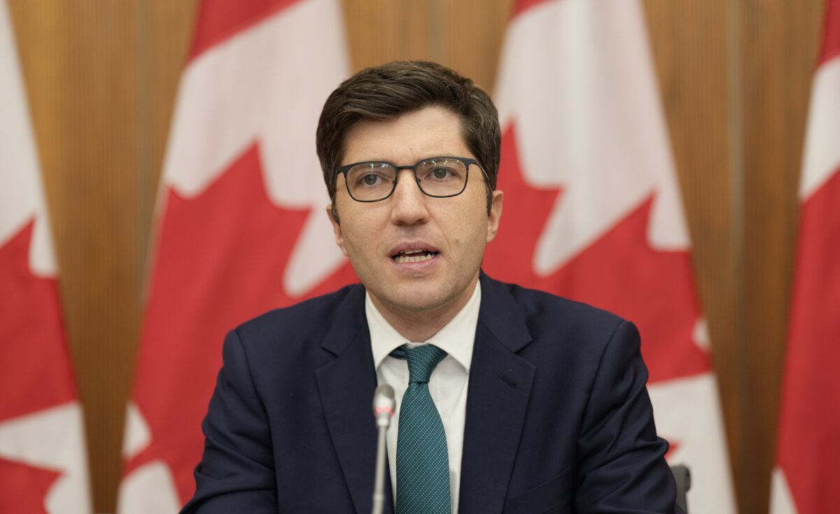 Conservative MP Garnett Genuis is seen during a news conference in Ottawa, on Oct. 15, 2025. (The Canadian Press/Adrian Wyld)