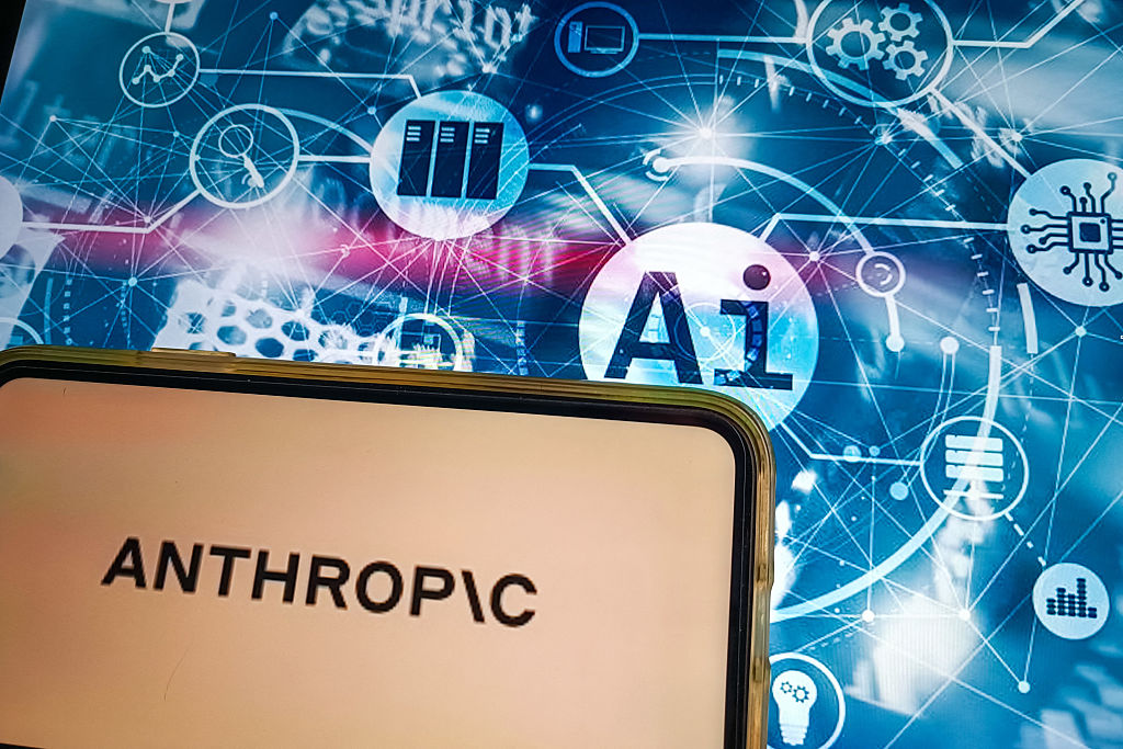 An Illustration by the AI company Anthropic on Aug. 1, 2025. (Riccardo Milani/Hans Lucas/AFP via Getty Images)