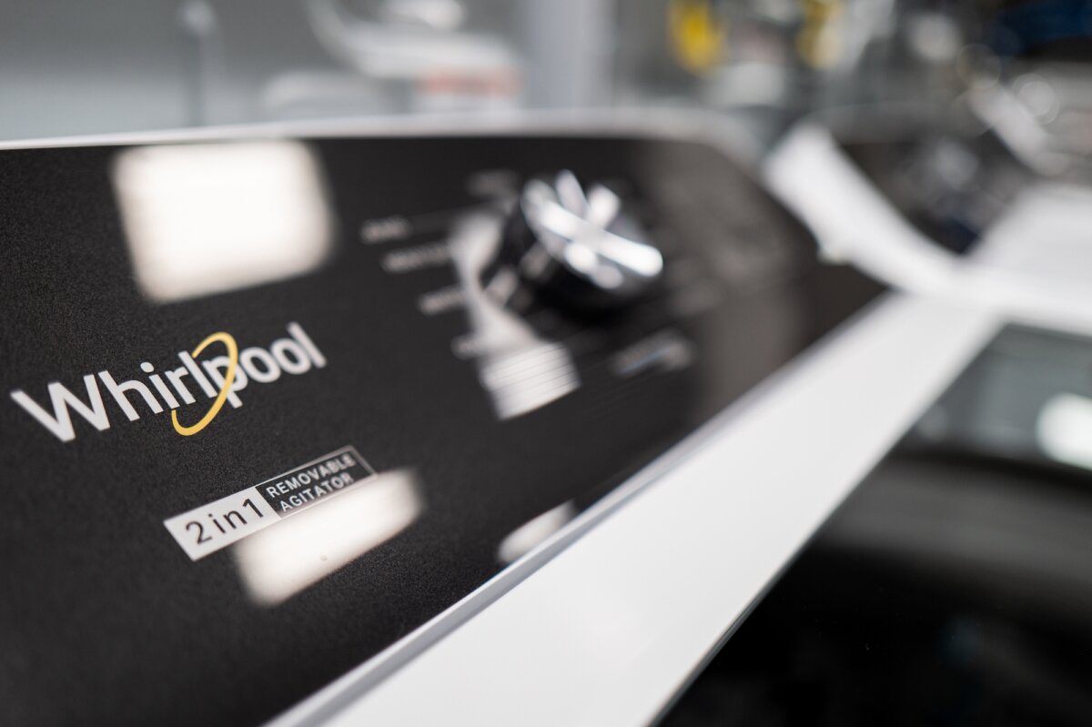 A 'Whirlpool' drier is on display at a an appliance store in Austin, Texas, on April 26, 2024. (Brandon Bell/Getty Images)