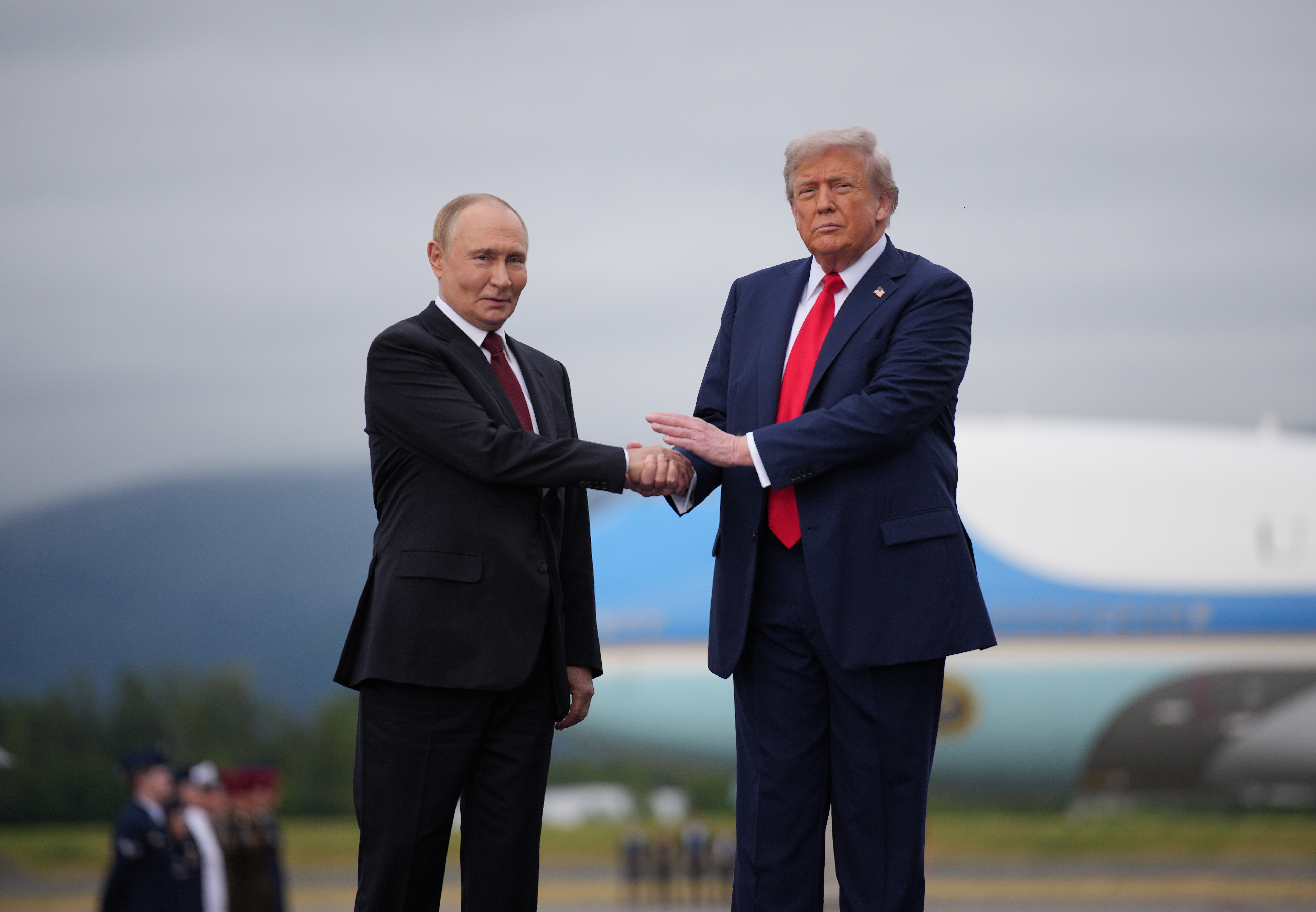 U.S. President Trump And Russian  President Putin Meet On War In Ukraine At U.S. Air Base In Alaska