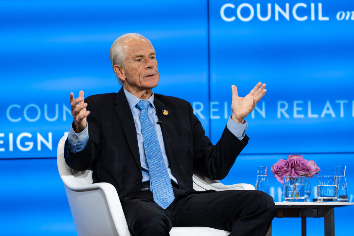 White House senior counselor for trade and manufacturing Peter Navarro speaks at the Council on Foreign Relations in Washington on 17, 2025. (Madalina Kilroy/The Epoch Times)