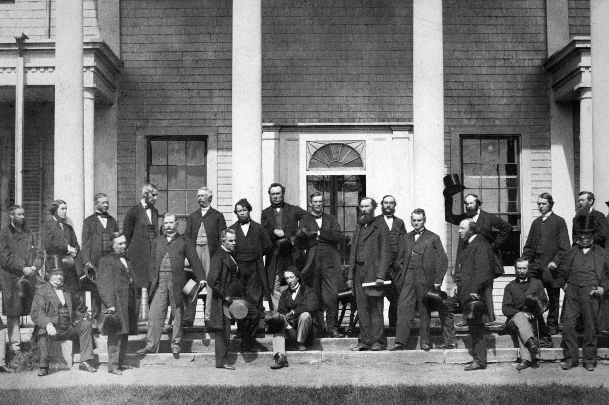 Delegates at the Charlottetown Conference in Charlottetown, Prince Edward Island, in September 1864, the first of a series of meetings that ultimately led to the formation of the Dominion of Canada. (Public Domain)