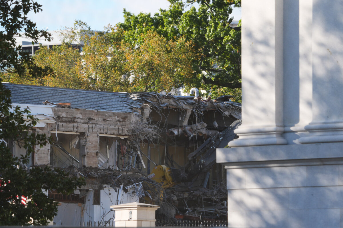 Work begins on the demolition of a part of the East Wing of the White House on Oct. 20, 2025, in Washington, before construction of a new ballroom. (Evan Vucci/AP Photo)